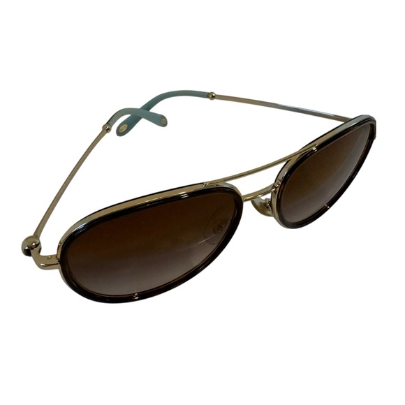nwot Tiffany & Co. TF3059 6091/3B Pilot Sunglasses for Women Havana & Pale Gold main image 7